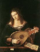 BARTOLOMEO VENETO Woman Playing a Lute oil on canvas
